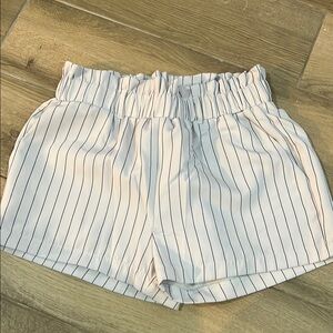 Revamped High Waist Striped Shorts - White and Black